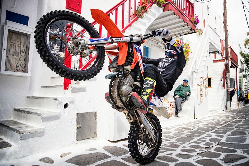 Robbie Maddison performs during Ripping Mykonos in Mykonos, Greece on May 12, 2019.